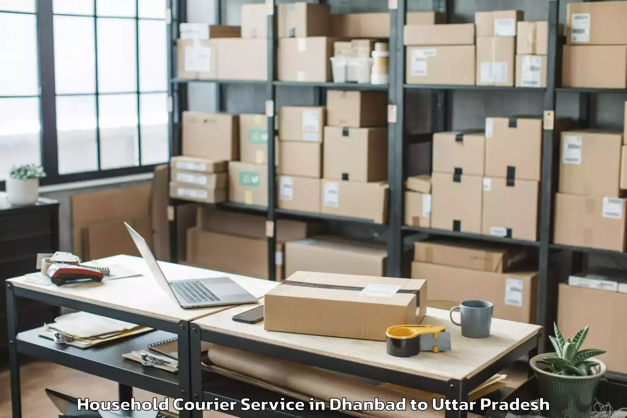 Affordable Dhanbad to Jananayak Chandrashekhar Unive Household Courier